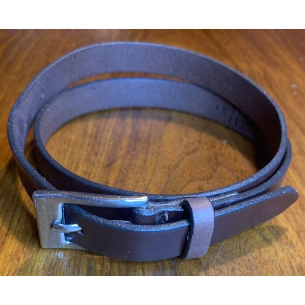 Genuine‎ Italian Leather Narrow Brown Belt Size 29", 3/4" Wide